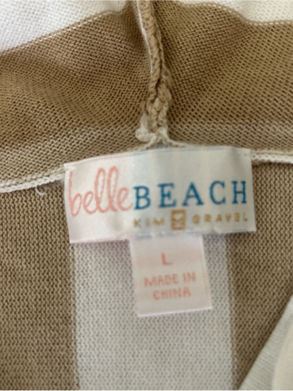 Belle by Kim Gravel Beige & White Striped Hooded Sweater - Picture 2 of 8